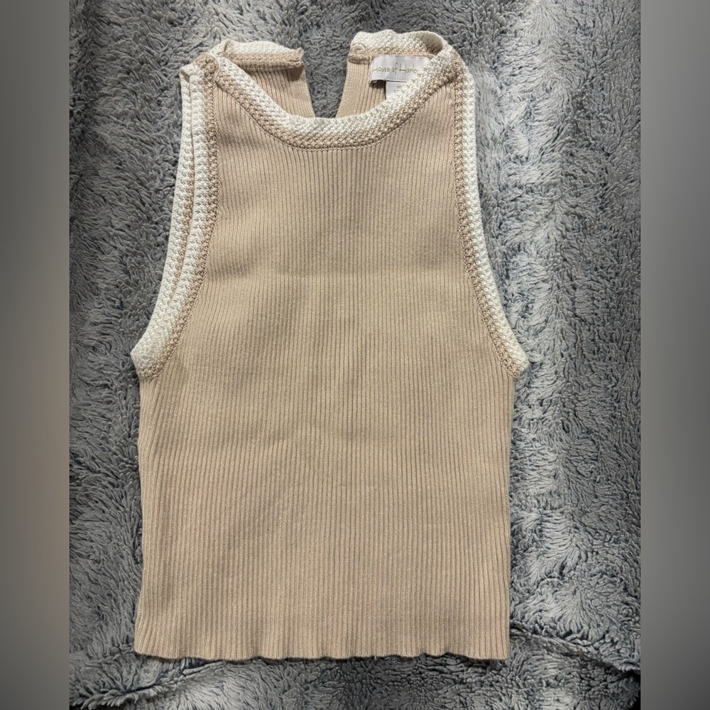 House of Harlow 1960 Beige Ribbed Knit Top